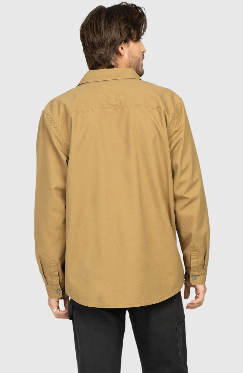 Camel Canvas Shirt Jacket - Back
