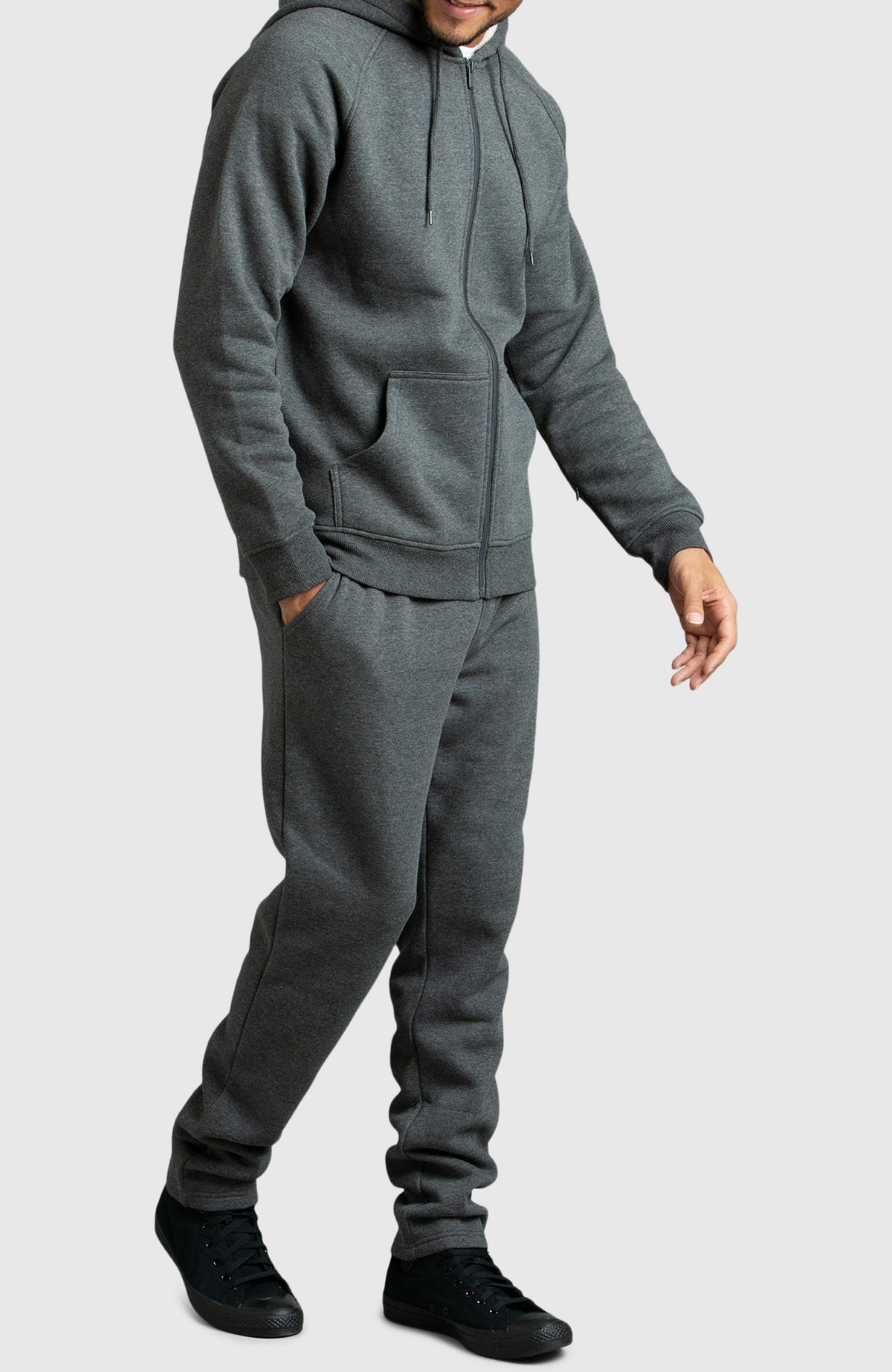 Grey Straight Leg Fleece Pant for Men - Full