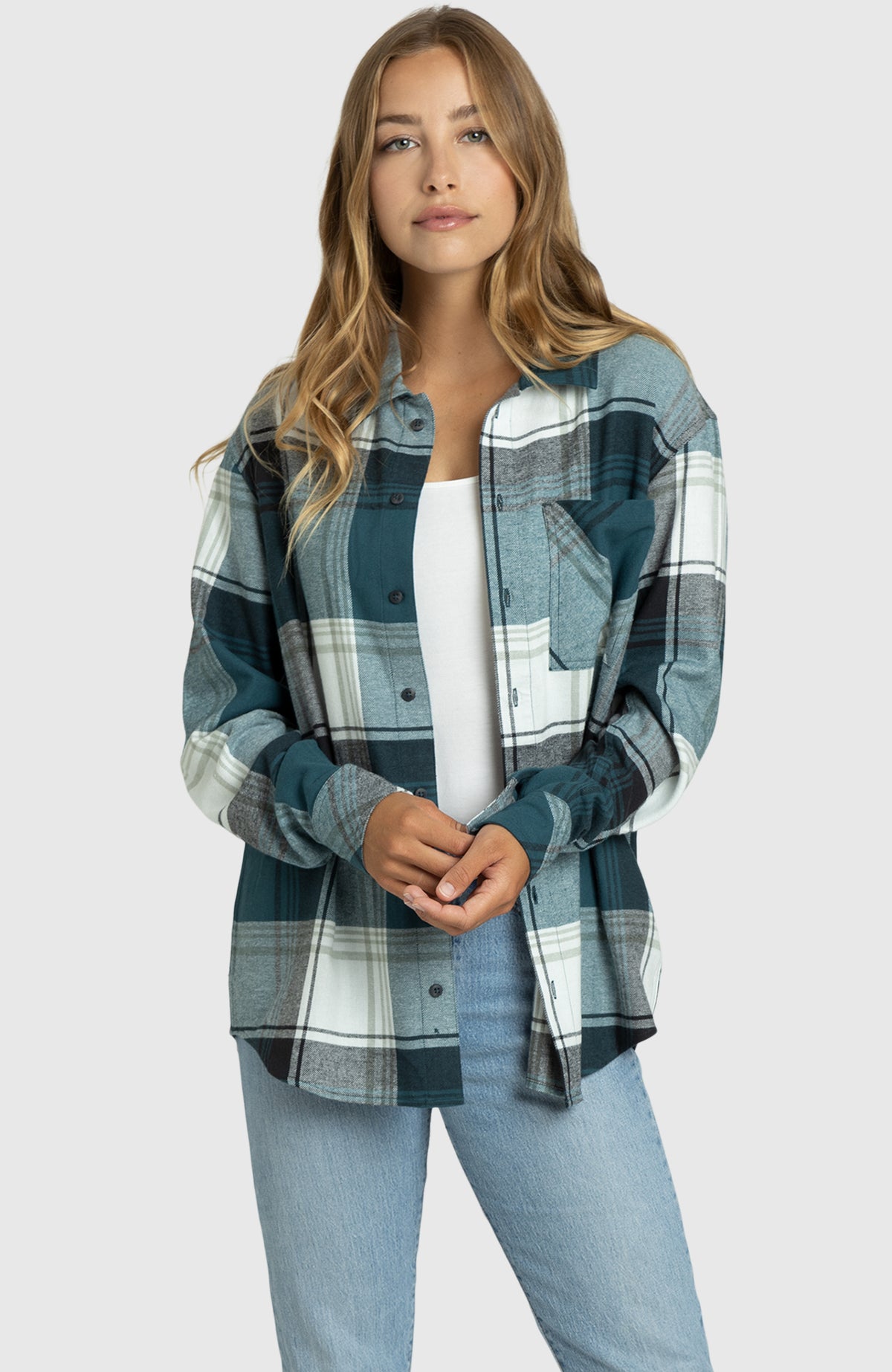 Green Pond Boyfriend Plaid Shirt for Women - Front