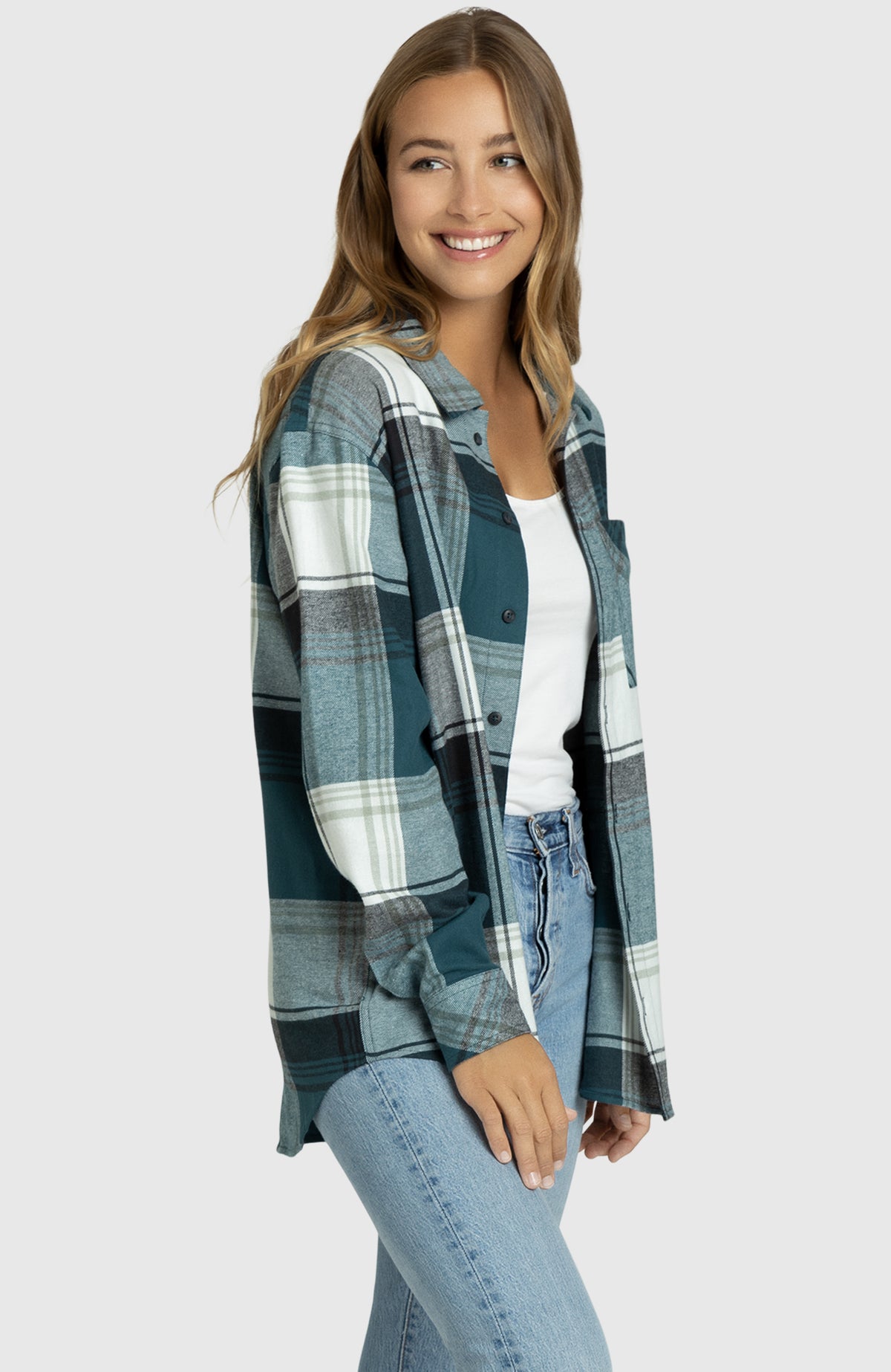 Green Pond Boyfriend Plaid Shirt for Women - Side