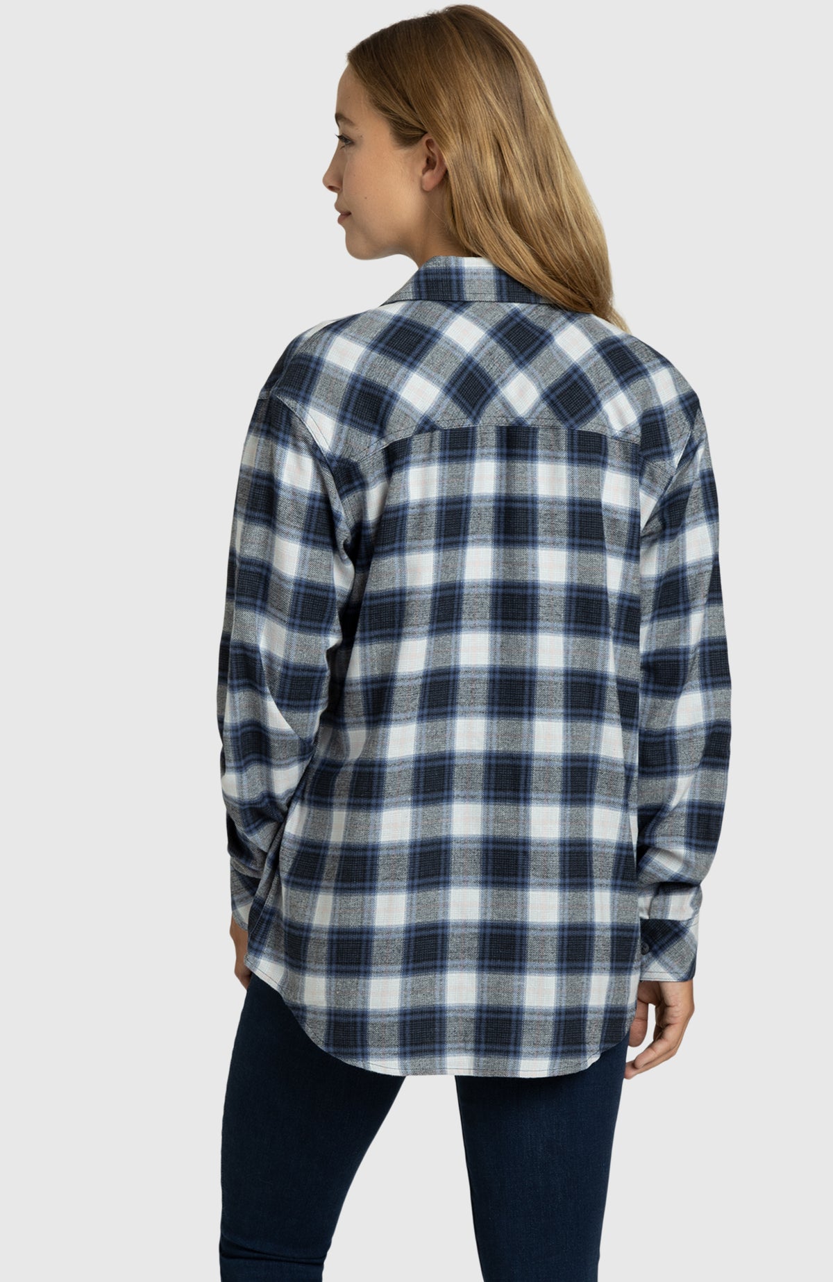 Lilac Marble Boyfriend Plaid Shirt for Women- Back