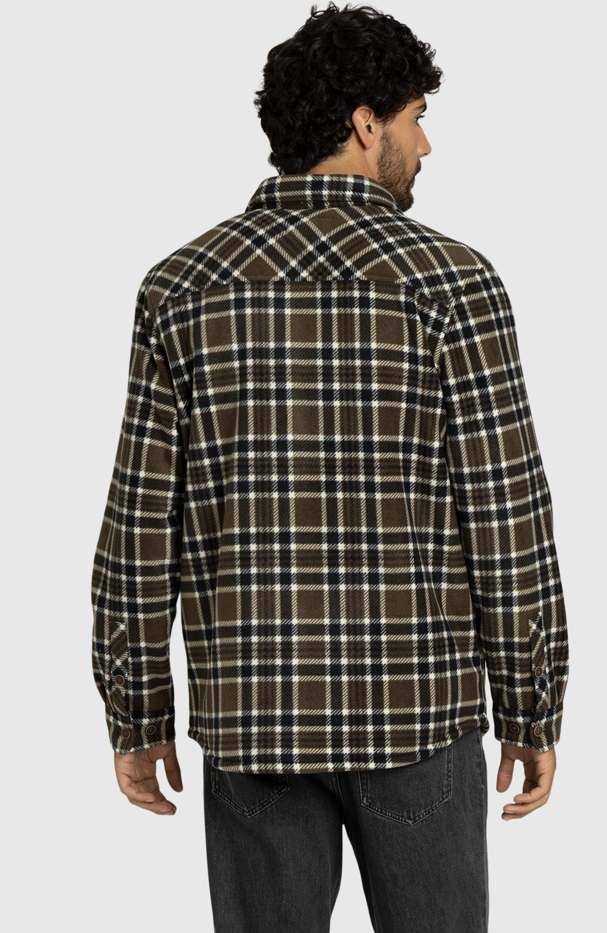 Espresso Bean Polar Fleece Shirt Jacket for Men - Back