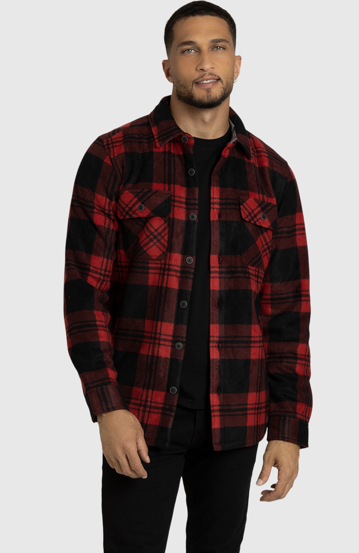 Red Buffalo Polar Fleece Shirt Jacket for Men - Front