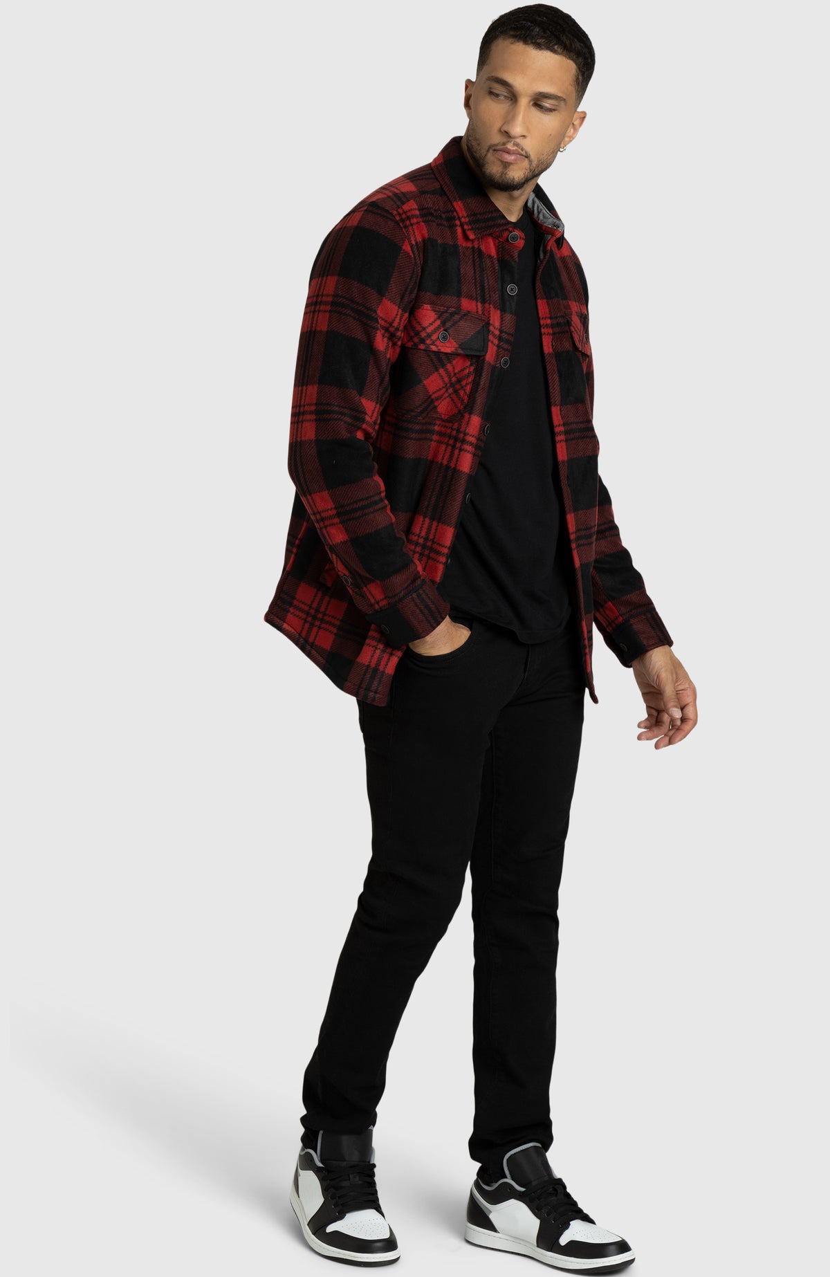 Red Buffalo Polar Fleece Shirt Jacket for Men - Full Length