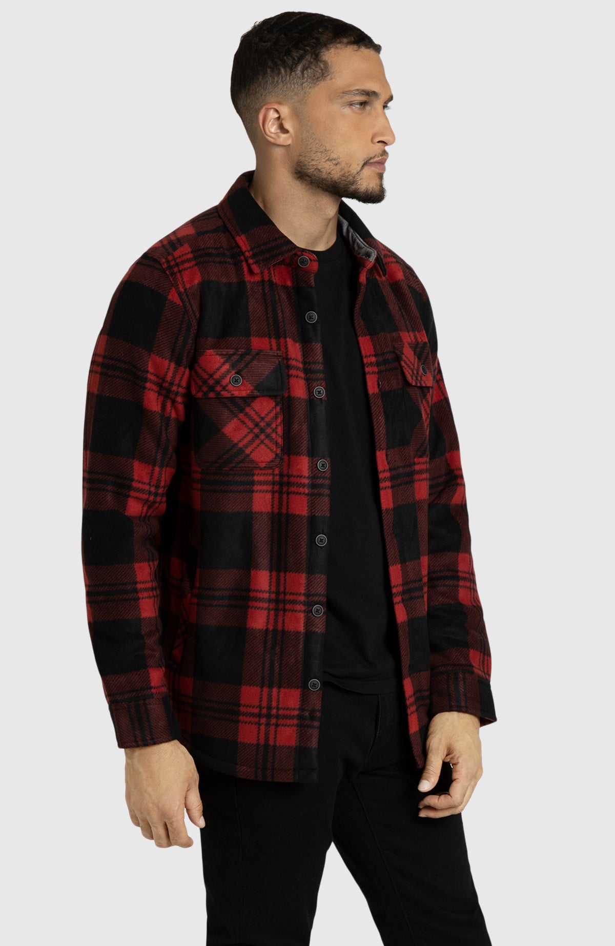 Red Buffalo Polar Fleece Shirt Jacket for Men - Side
