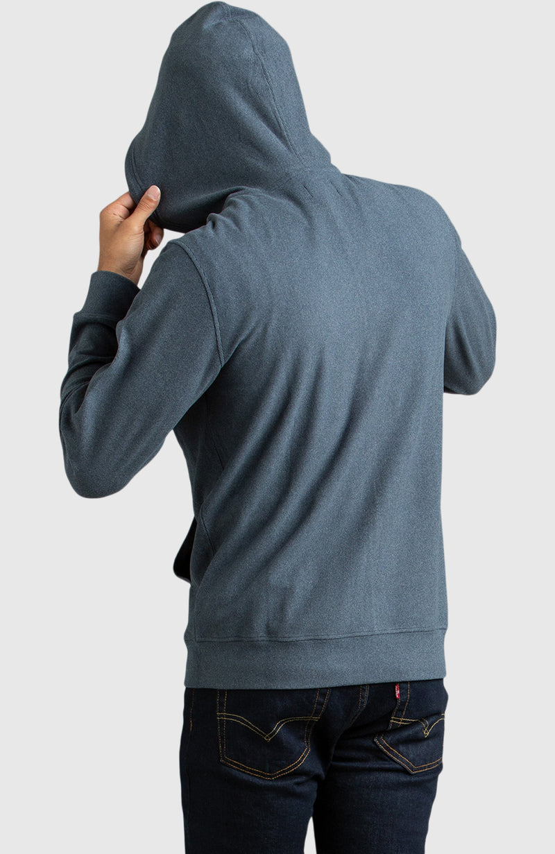 Navy Front Zip Hoodie for Men - Back