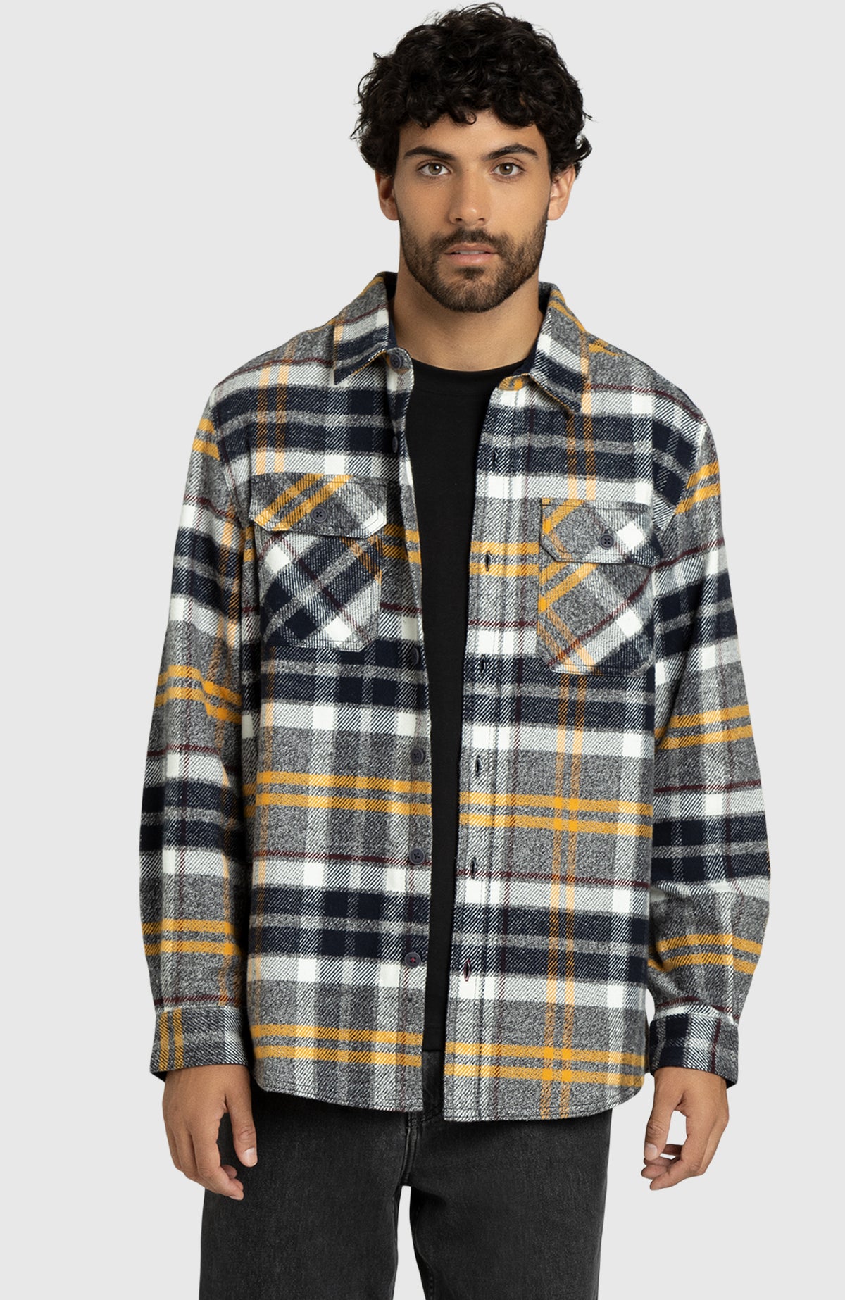 Dijon Plaid Overshirt for Men - Front