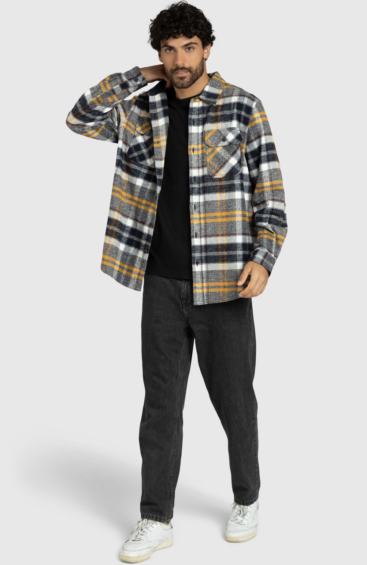 Dijon Plaid Overshirt for Men - Full Length