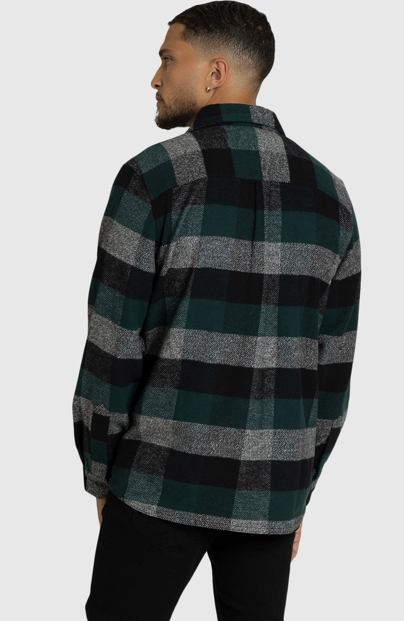 Hunter Green Plaid Overshirt for Men - Back