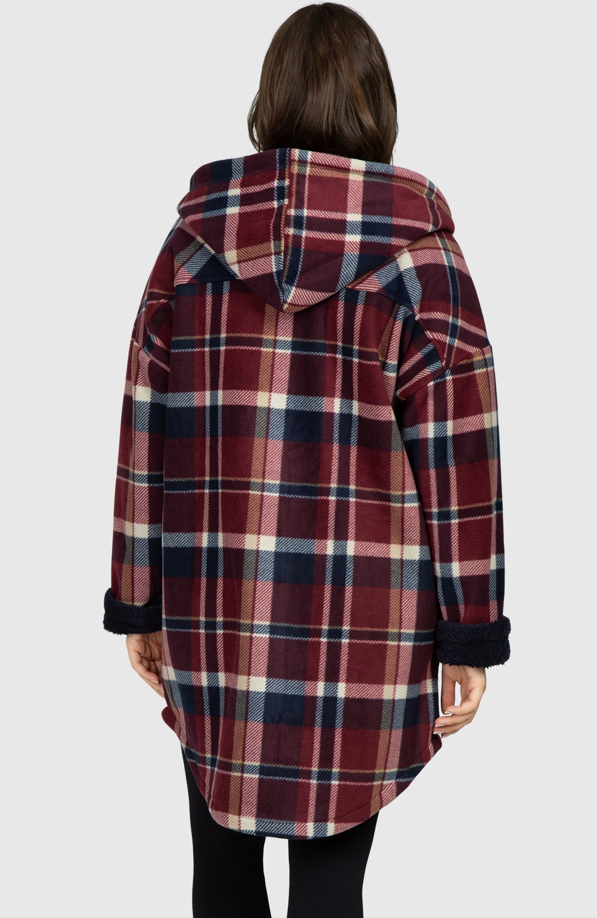 Redwood Long Plush Oversized Hooded Jacket for Women - Back