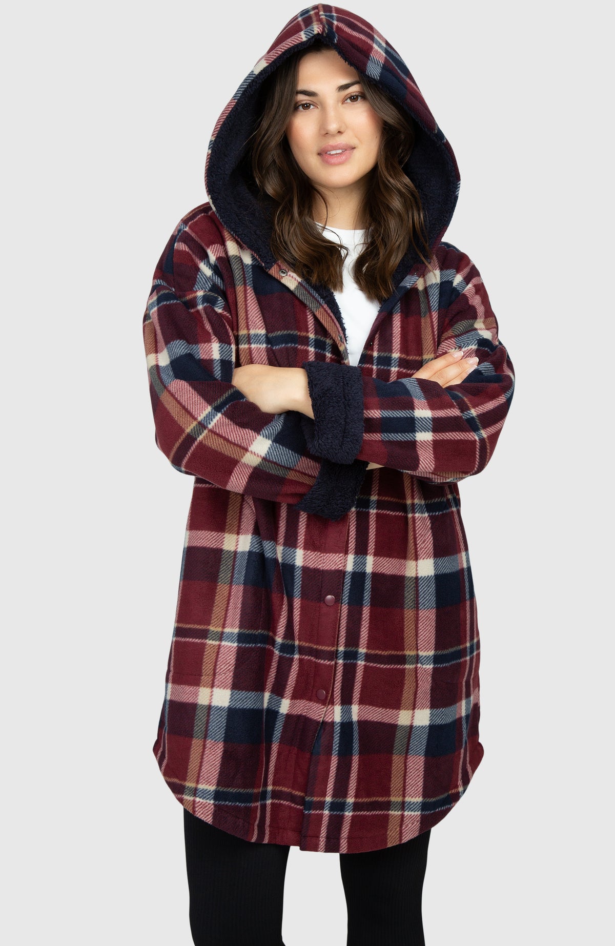 Redwood Long Plush Oversized Hooded Jacket for Women - Front