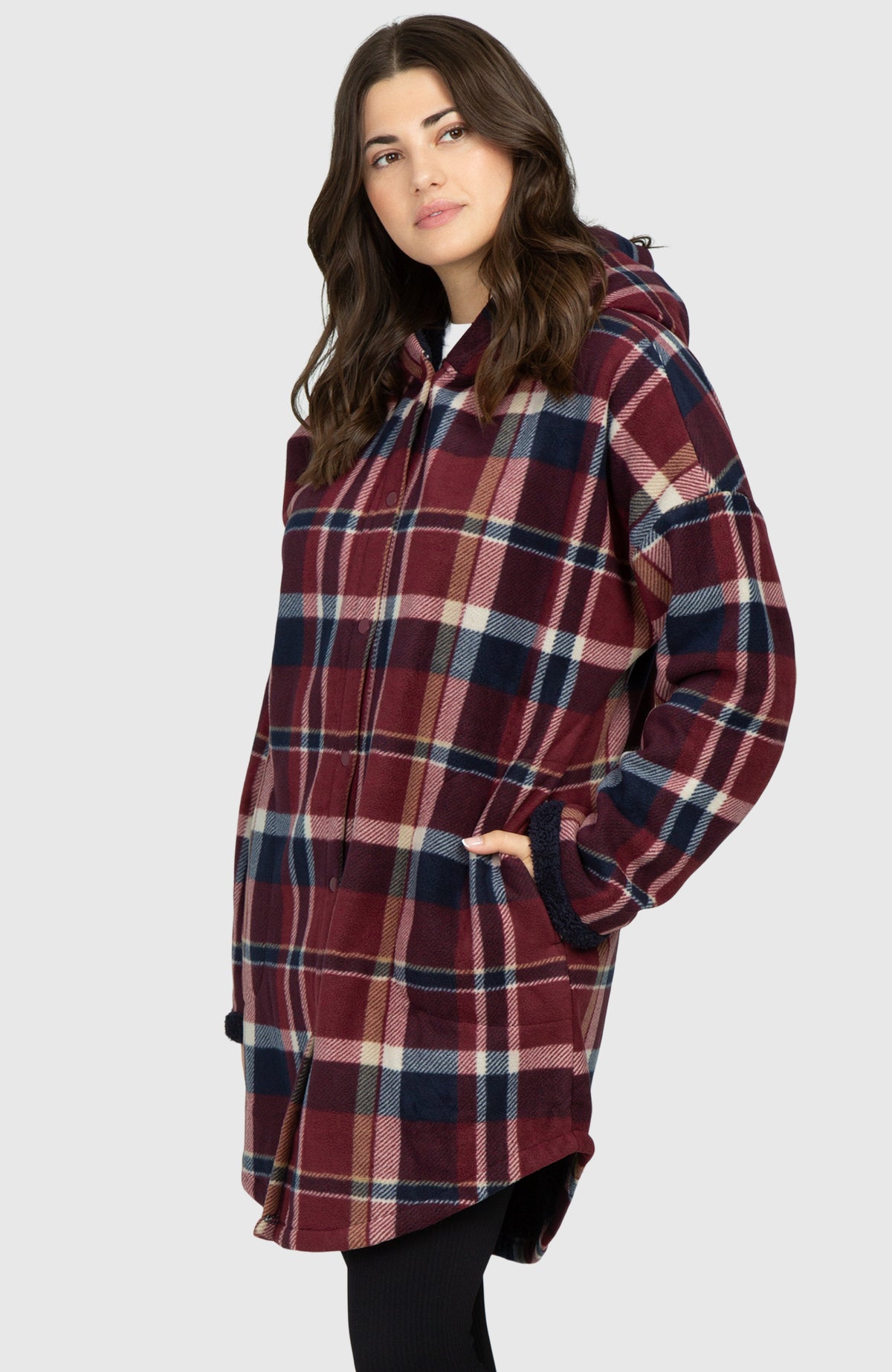 Redwood Long Plush Oversized Hooded Jacket for Women - Side