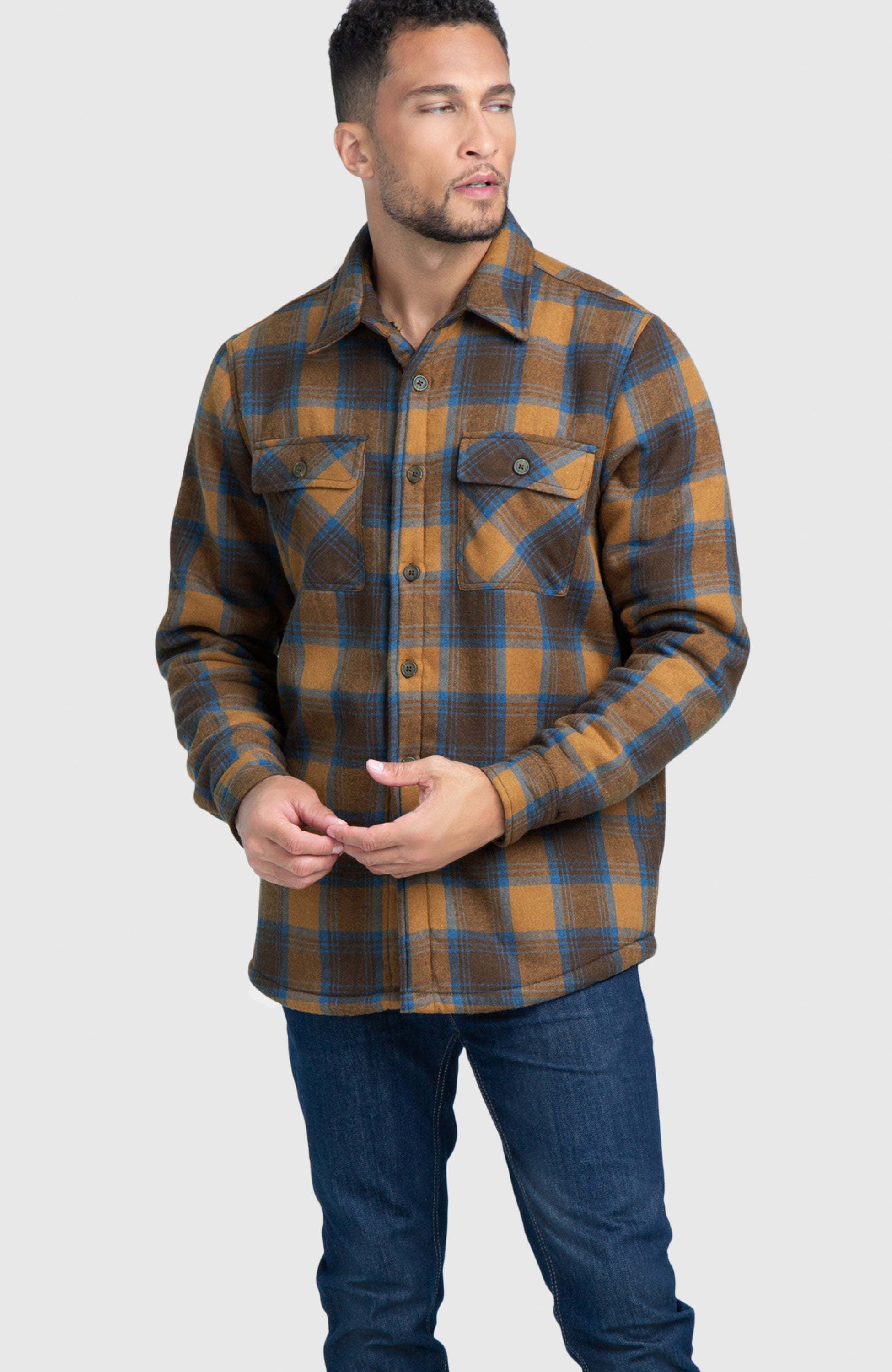 Terra Cotta Bonded Shacket for Men | Boston Traders