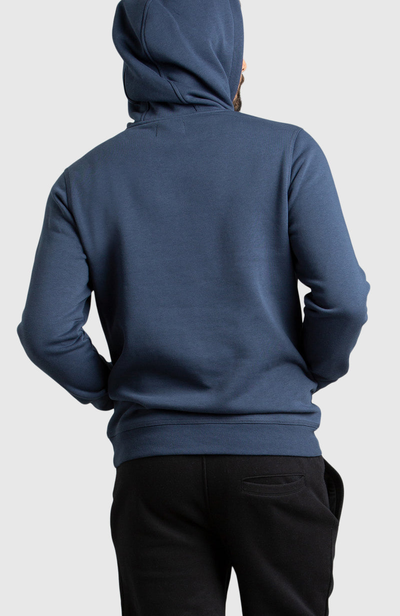 Blue Half-Zip Fleece Hoodie for Men - Back