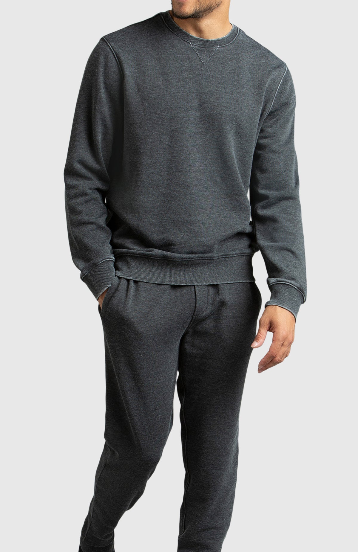 Black Fleece Crewneck Sweatshirt for Men - Full