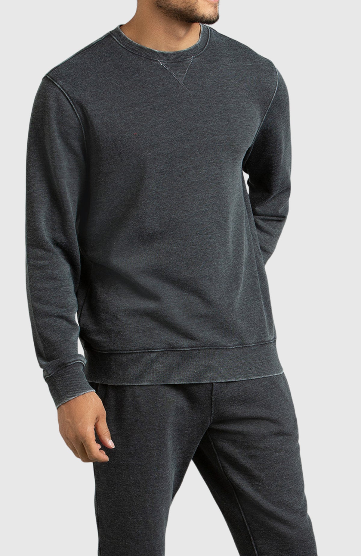 Black Fleece Crewneck Sweatshirt for Men - Side