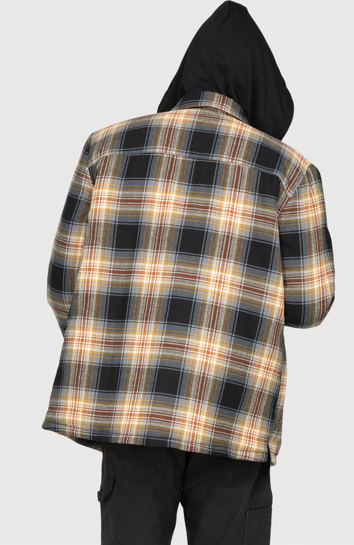 Chestnut Hooded Flannel Shirt Jacket - Back