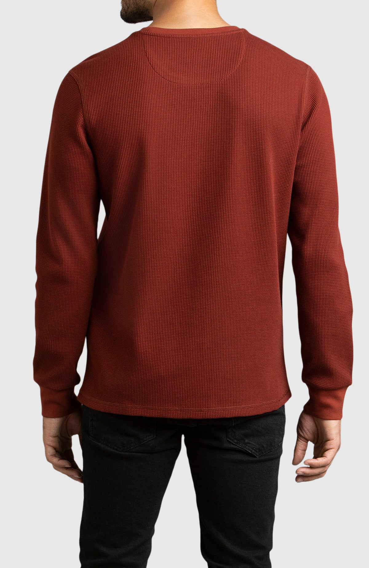 Red Waffle Crewneck Sweater for Men - Back