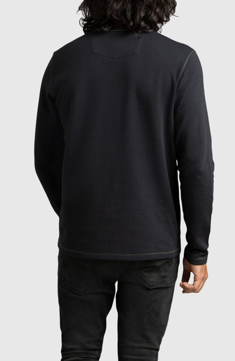 Black Double Knit Crewneck Sweatshirt for Men - Back