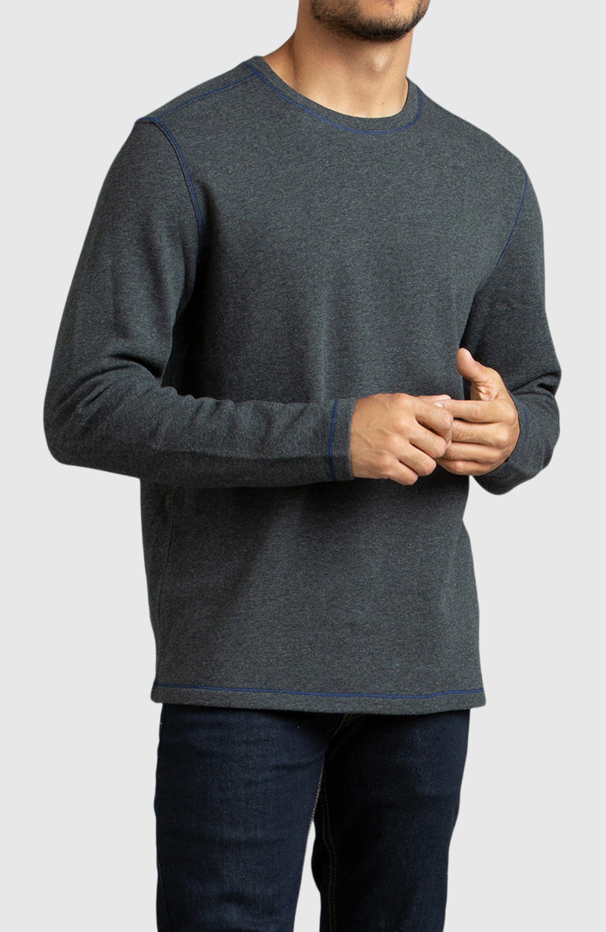 Dark Heather Grey Double Knit Crewneck Sweatshirt