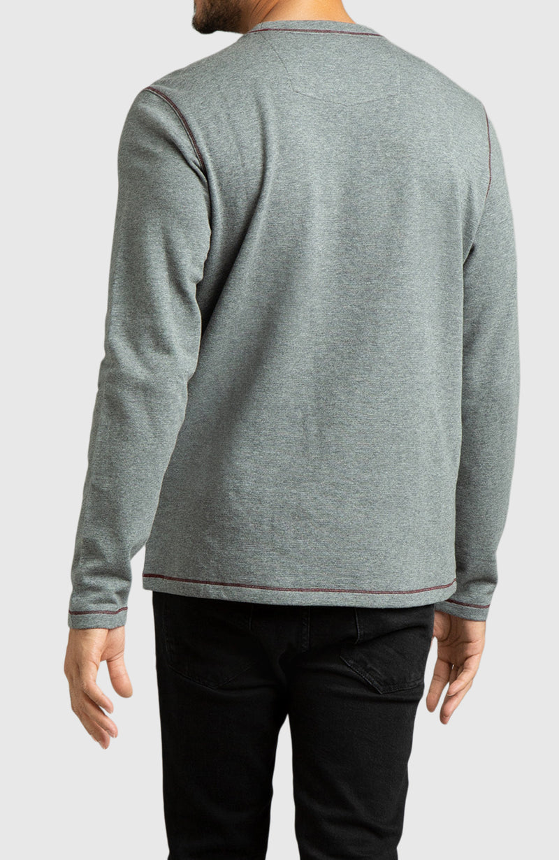 Heather Grey Double Knit Crewneck Sweatshirt for Men - Back