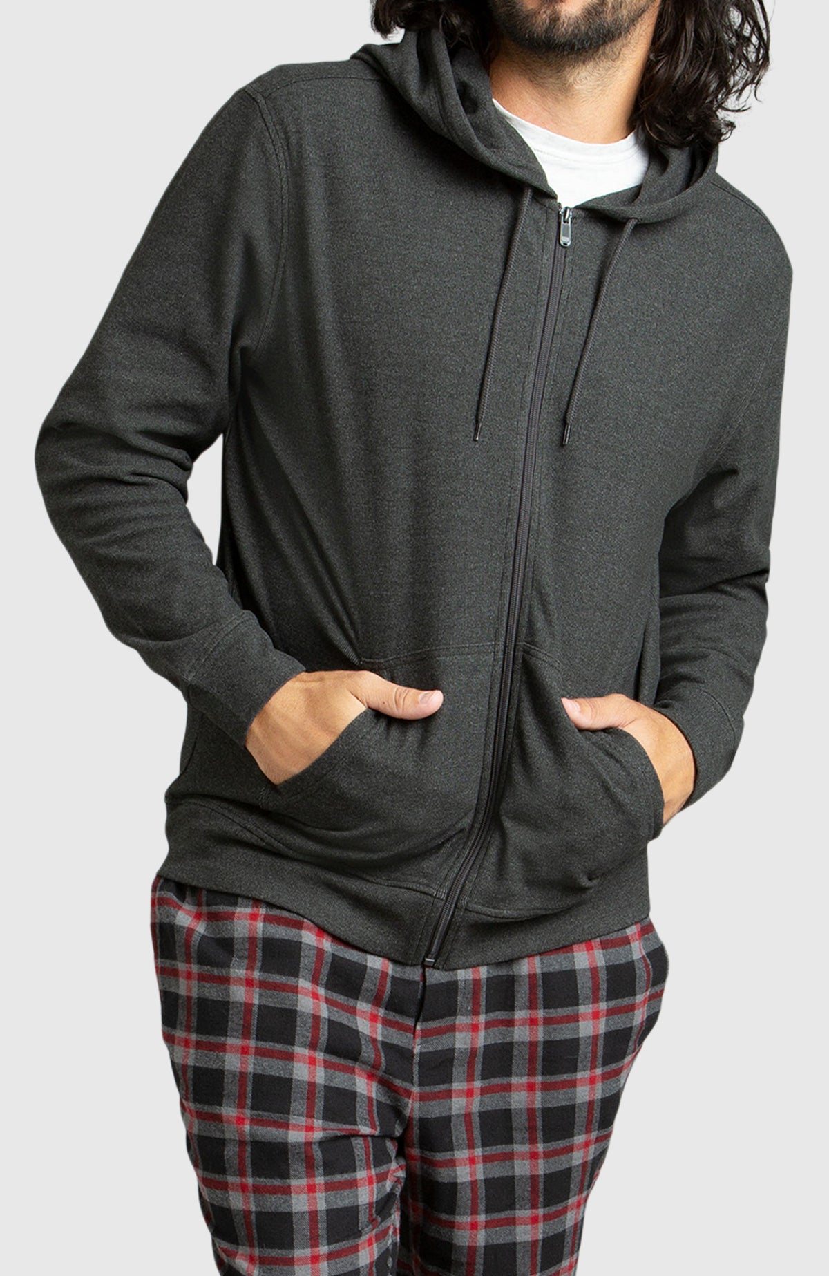 Black Zip Up Hoodie for Men - Front