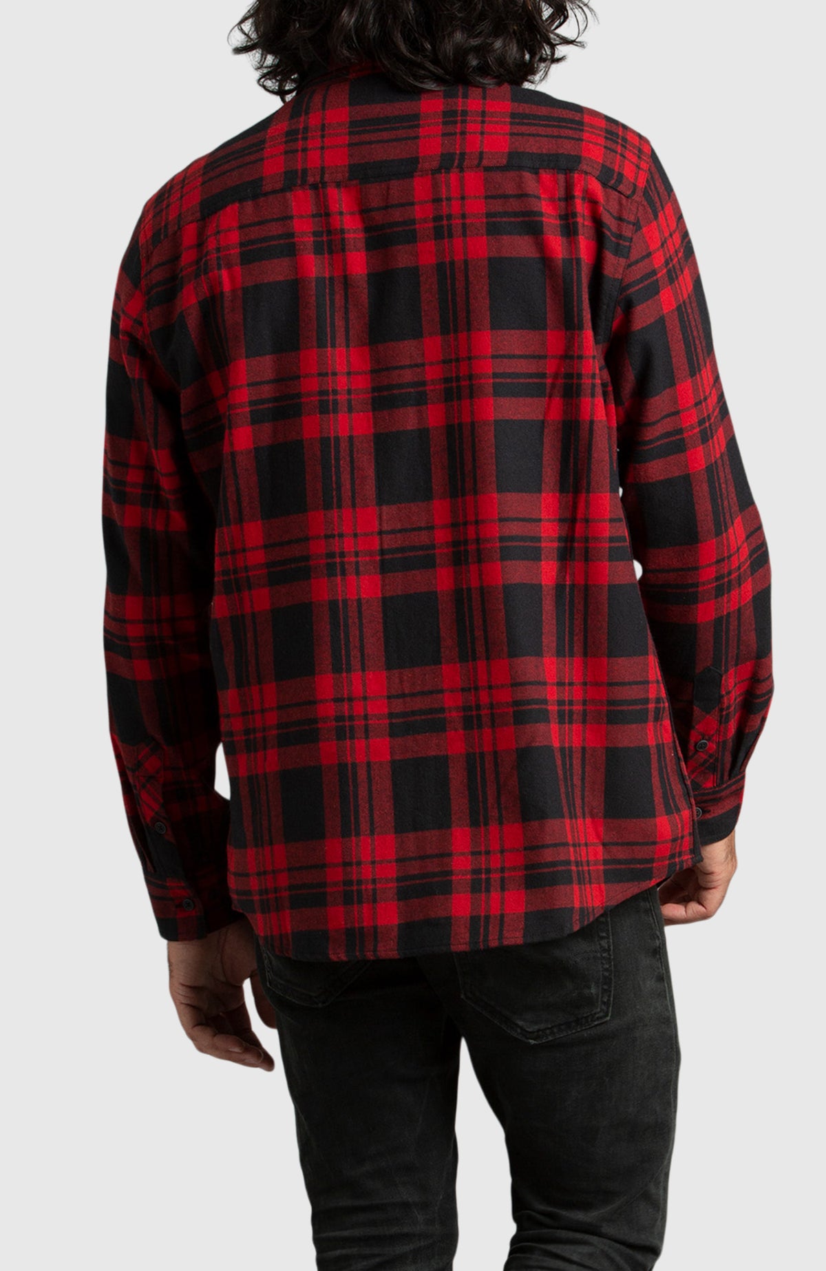 Red Buffalo Plaid Flannel Shirt for Men - Back