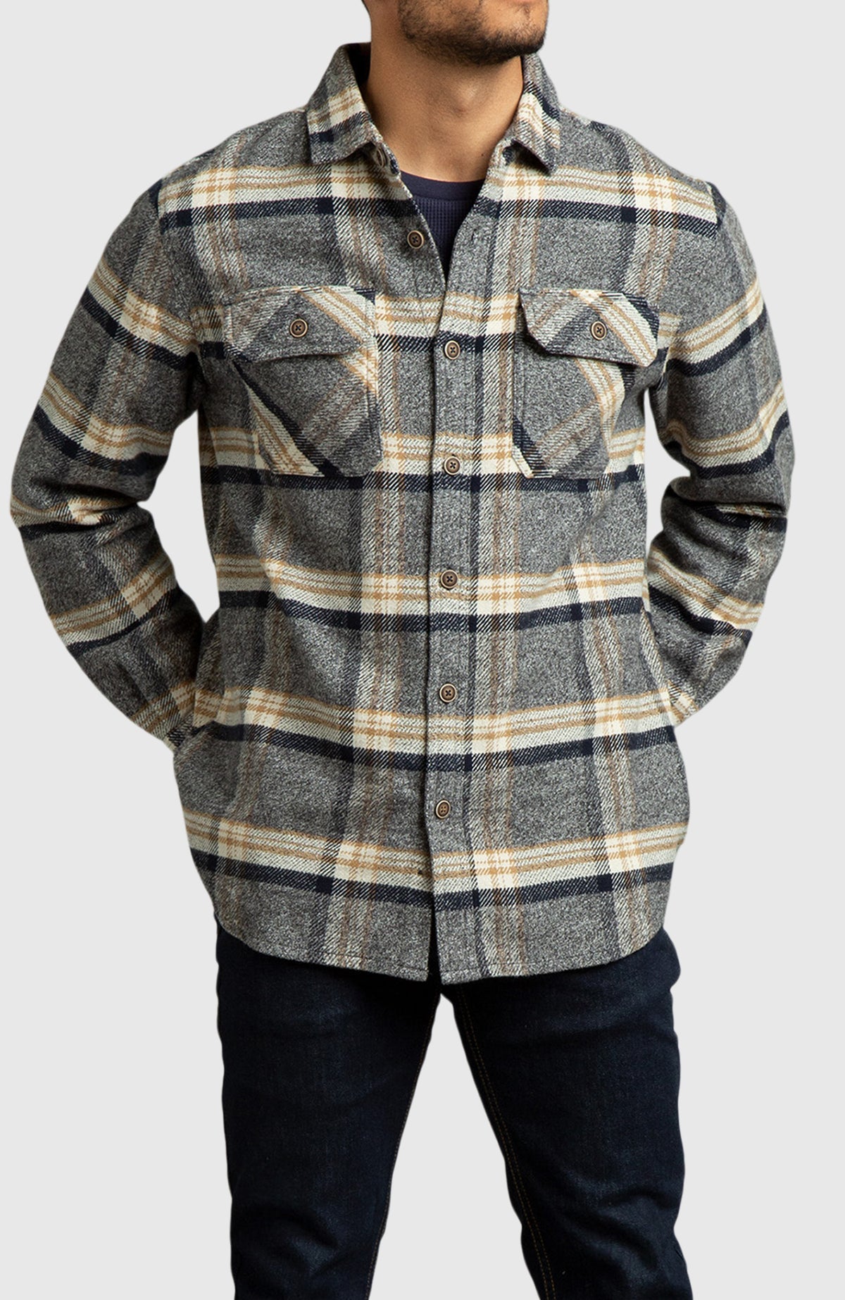 Maple Melange Plaid Overshirt for Men - Front