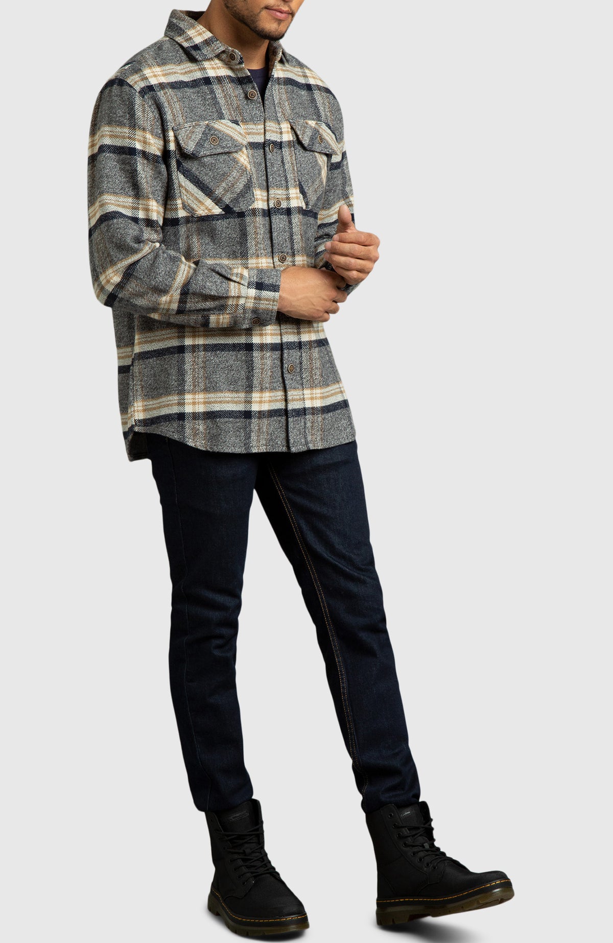 Maple Melange Plaid Overshirt for Men - Full