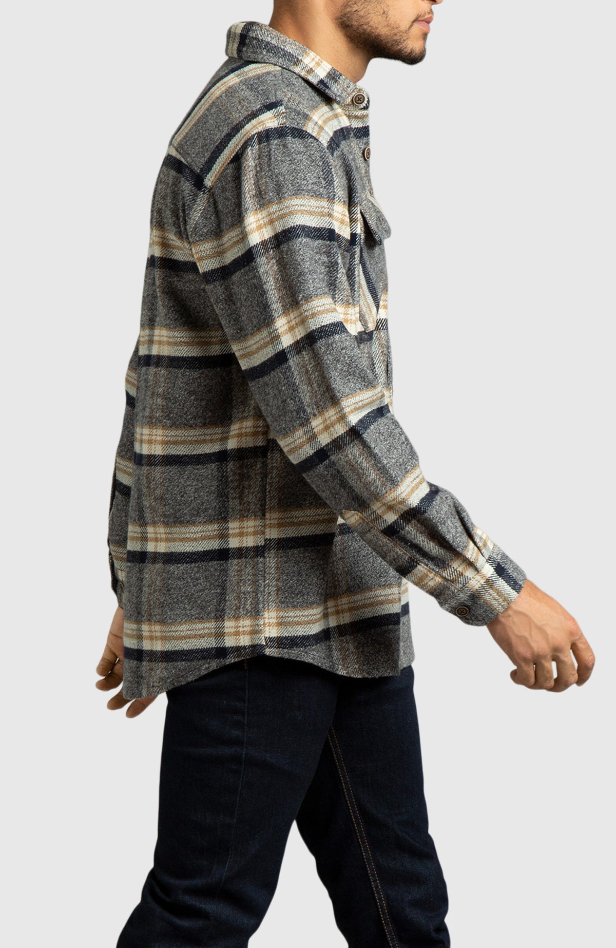 Maple Melange Plaid Overshirt for Men - Side