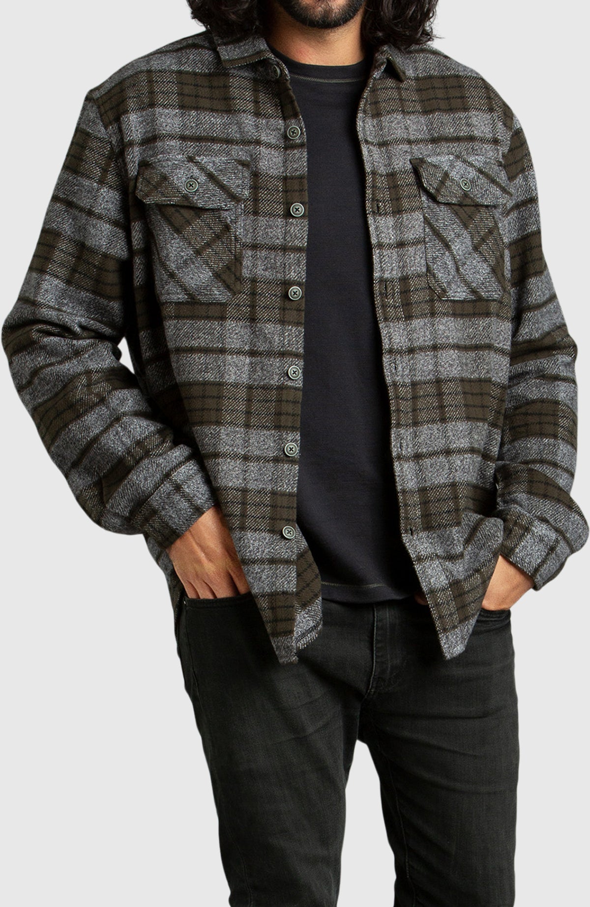 Rosin Melange Plaid Overshirt for Men - Front