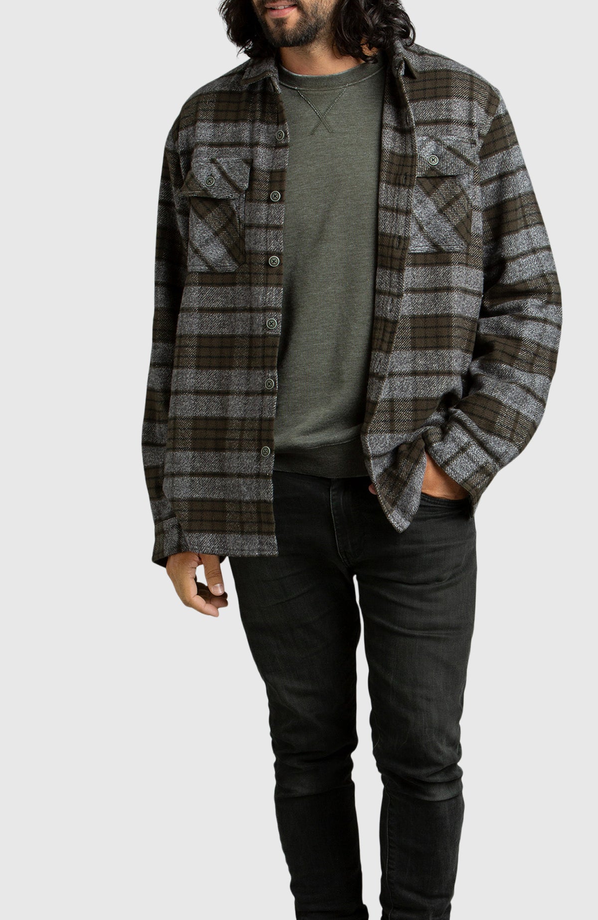 Rosin Melange Plaid Overshirt for Men - Full