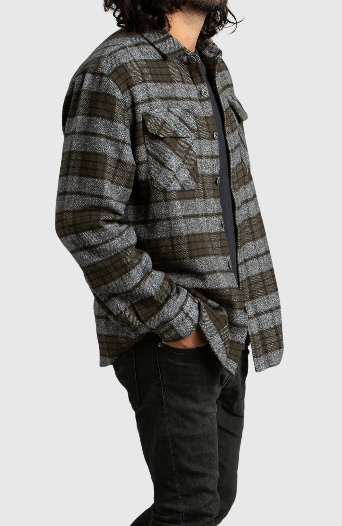 Rosin Melange Plaid Overshirt for Men - Side