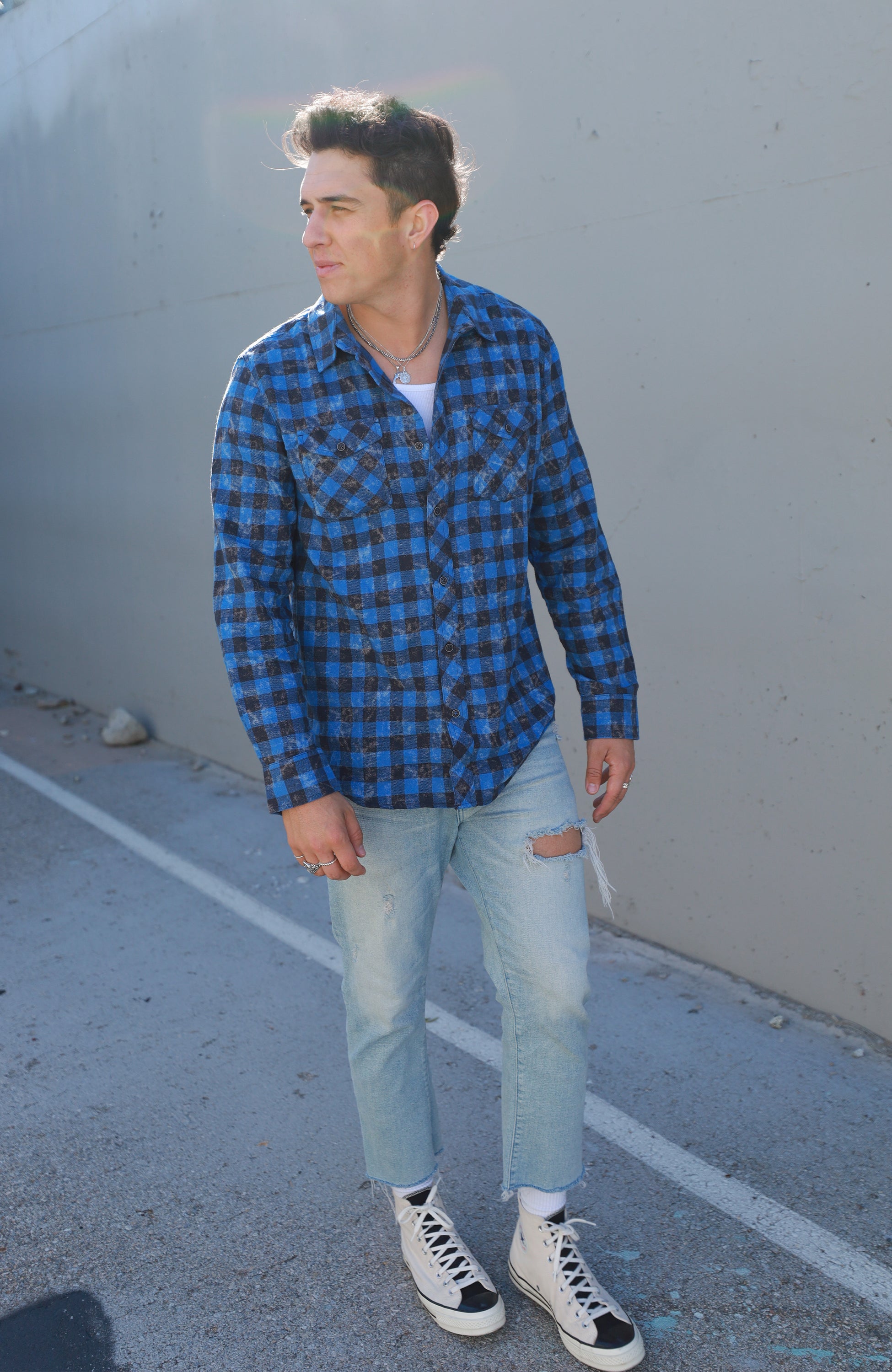 トップス TRANSPORT Flannel shirts (Blue) TRANSPORT Flannel shirts (Blue)