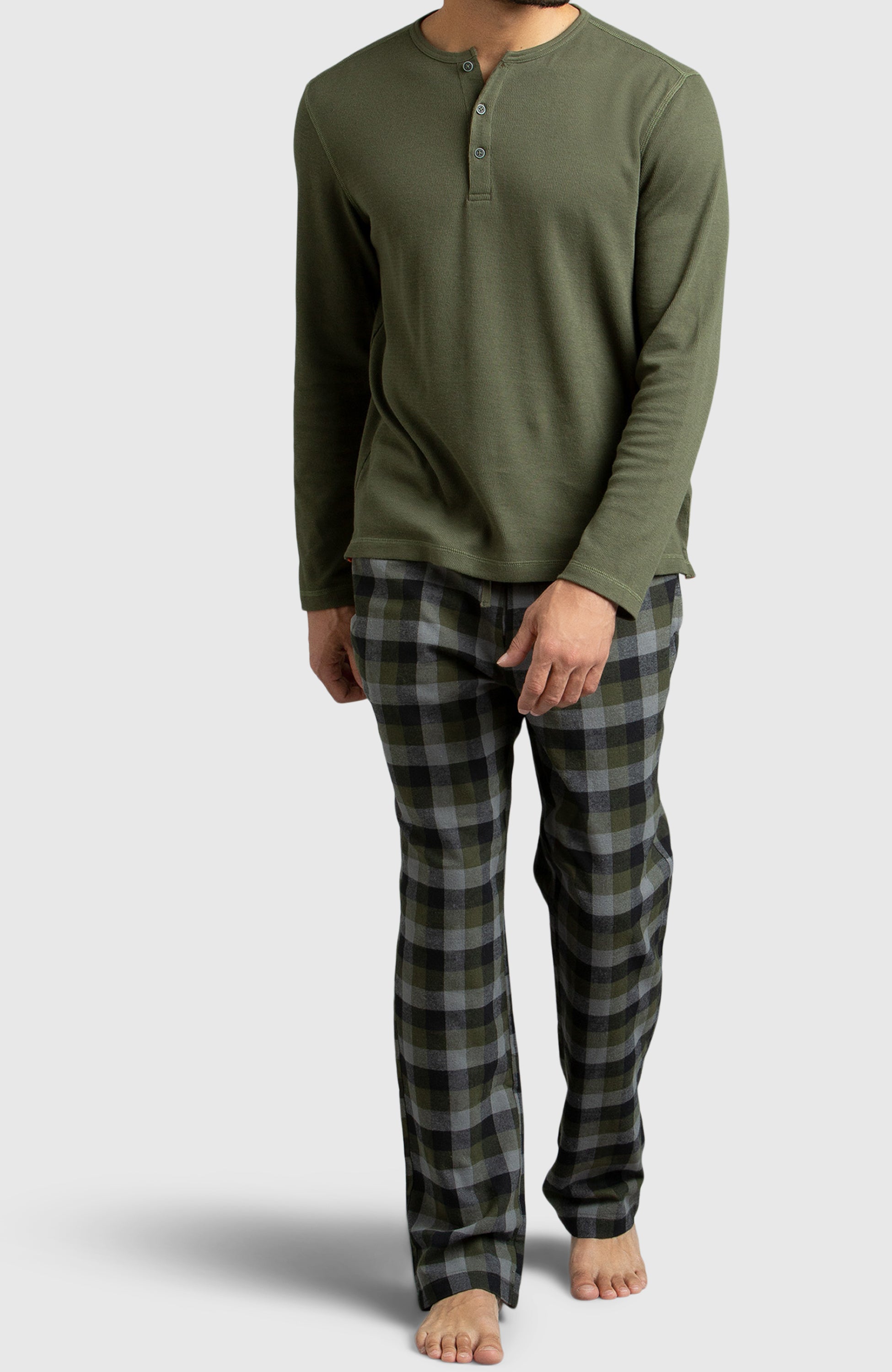 Green Black Flannel Plaid Pyjama for Men Boston Traders