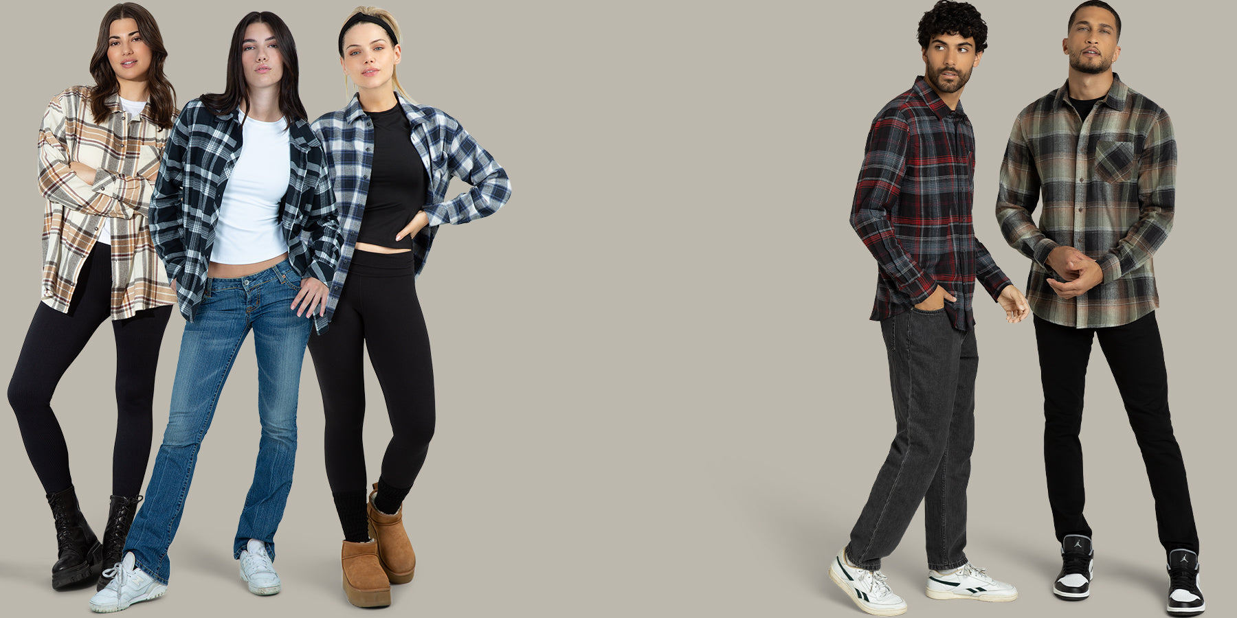 Plaid flannel shirts for both men and women. Shop Now.