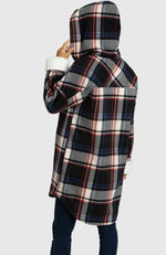 Navy & Red Ebony Oversized Hooded Jacket for Ladies - Back