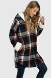 Navy & Red Ebony Oversized Hooded Jacket for Ladies - Side