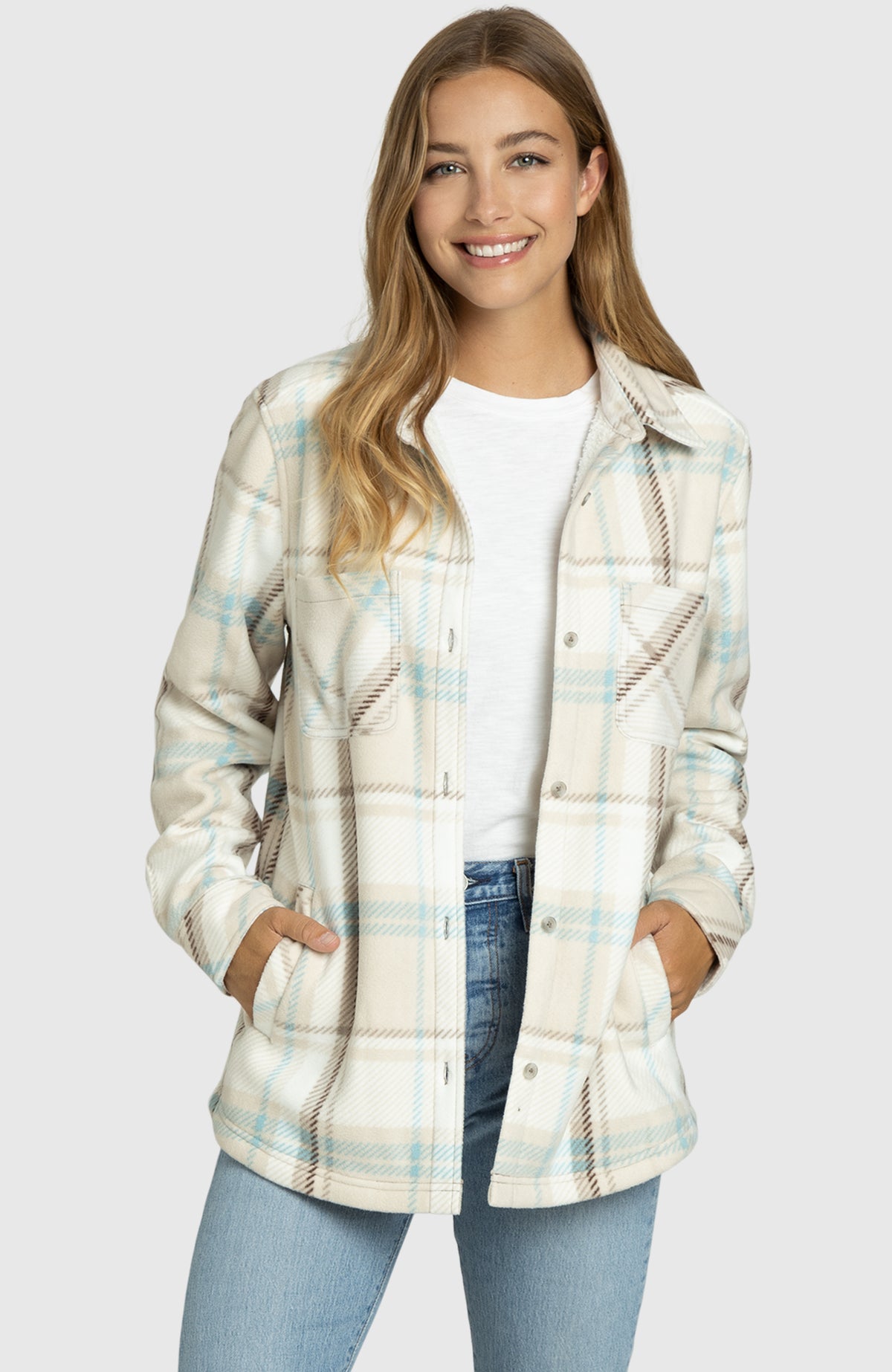 Blue Latte Polar Fleece Shirt Jacket for Women - Front