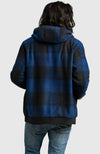 Blue Polar Fleece Hooded Bomber Jacket for Men - Back
