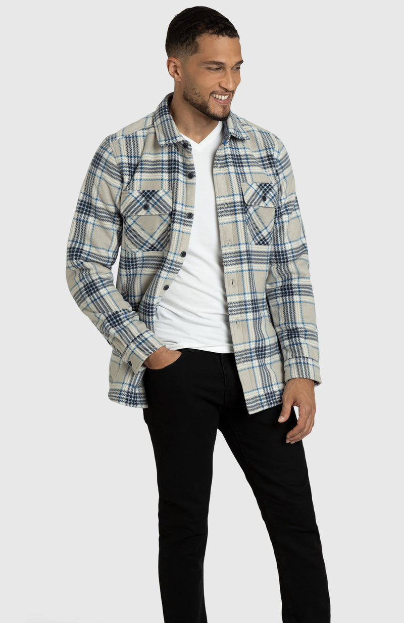 Blue Stone Polar Fleece Shirt Jacket for Men - Full Length