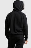 Black Front Zip Fleece Hoodie for Men - Back