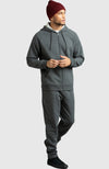 Heather Grey Front Zip Fleece Hoodie for Men - Full 