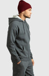 Heather Grey Front Zip Fleece Hoodie for Men - Side