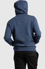 Blue Half-Zip Fleece Hoodie for Men - Back