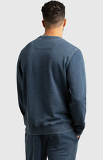 Navy Blue Fleece Crewneck Sweatshirt for Men - Back