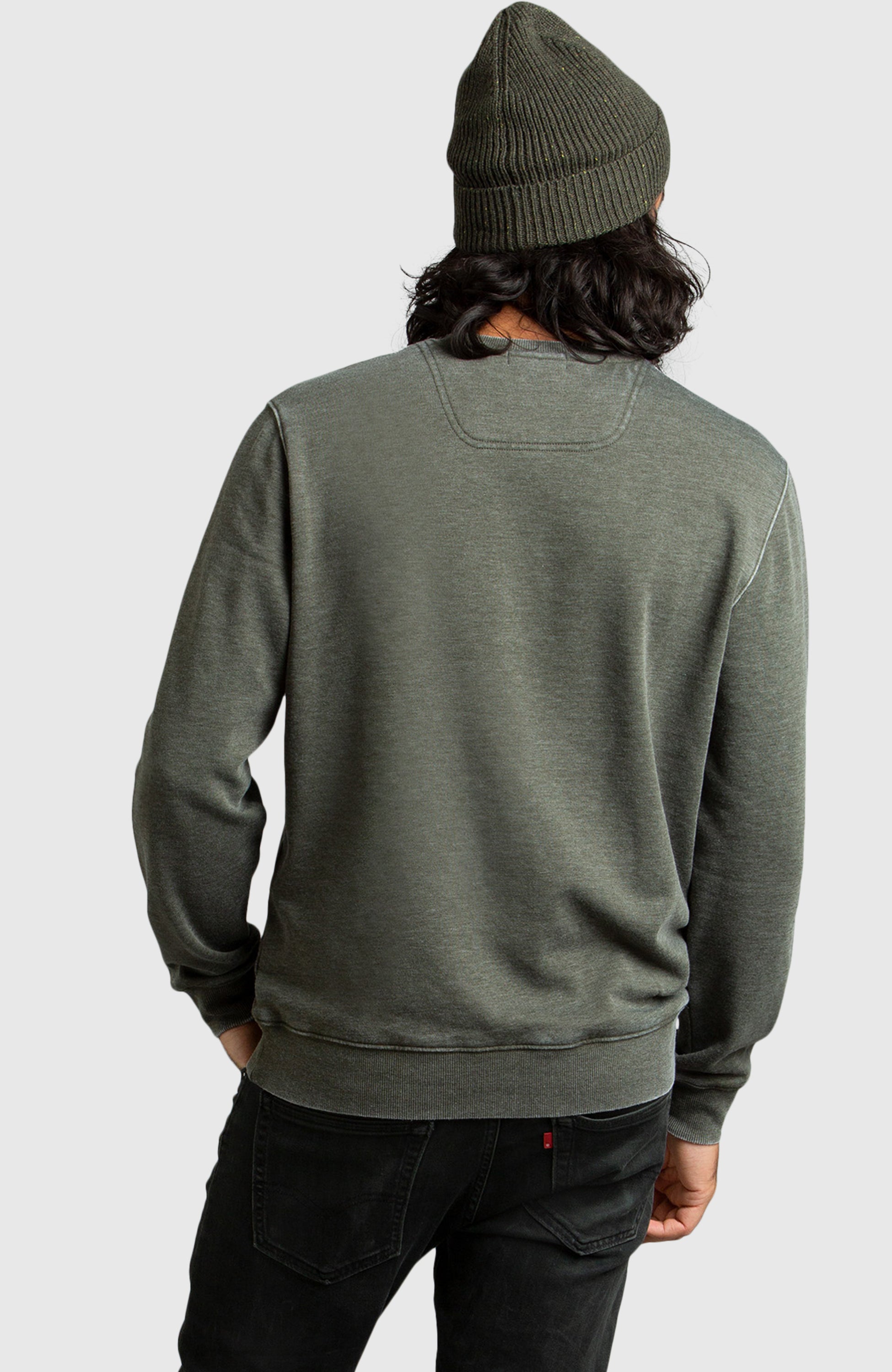 Army Green Fleece Crewneck Sweatshirt for Men | Boston Traders