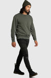 Army Green Fleece Crewneck Sweatshirt for Men - Full