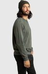 Army Green Fleece Crewneck Sweatshirt for Men - Side