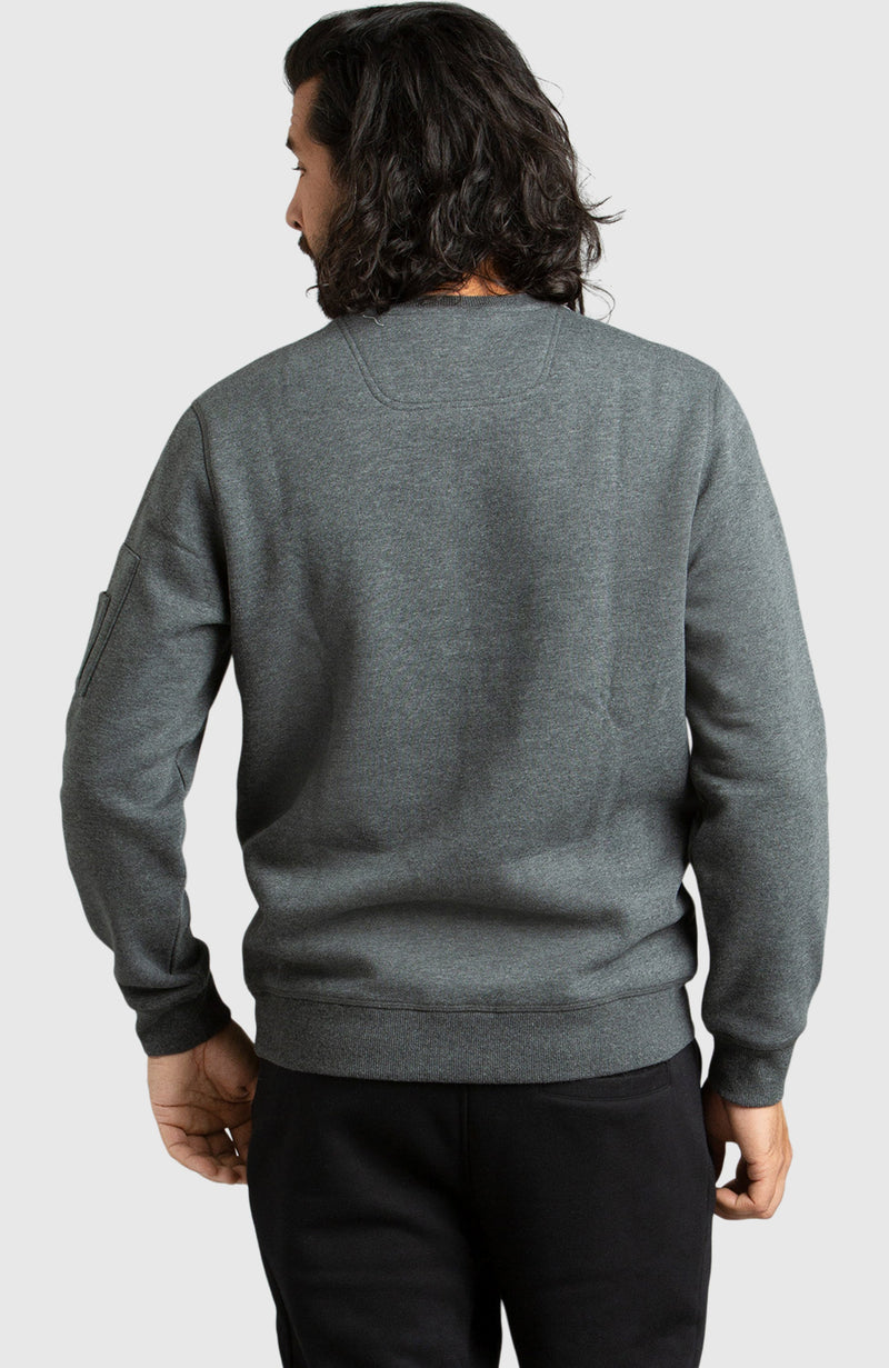 Dark Grey Fleece Crew-neck Sweatshirt for Men - Back